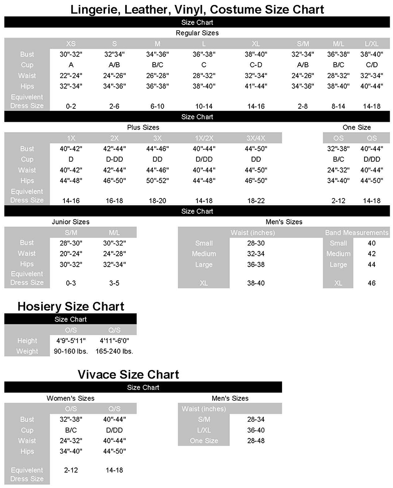 Ooh La La Dancewear Size Chart